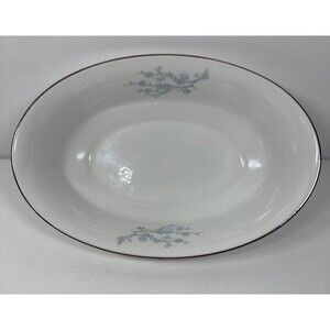 OXFORD China Twilight Dell White Silver Blue White Floral 7 x 10" Oval Bowl